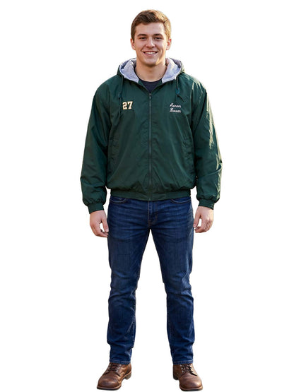 Augustia  Longwood Football Elastic Cuffs Hooded Fleece Lined Jacket Mens Style : 3280