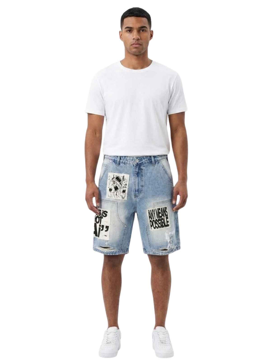 Mixed Emotion Ai Denim Shorts Mens Style : Mix-aids