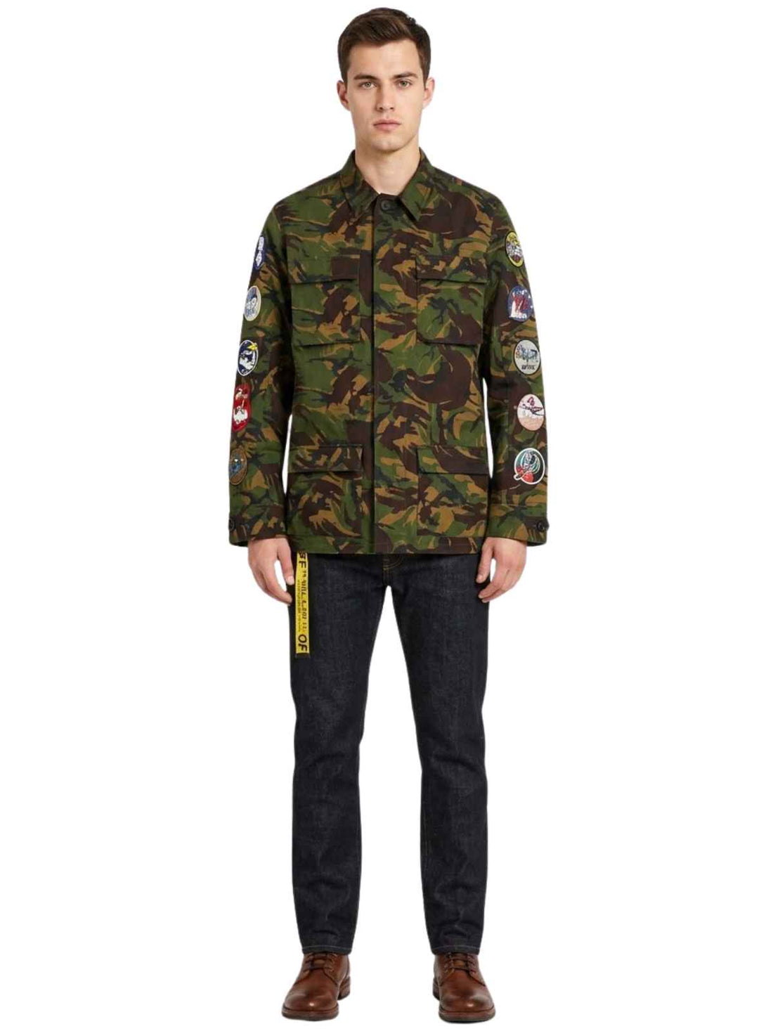 Off-white Camou Patch Field Jacket Mens Style : Omel001c99fab00