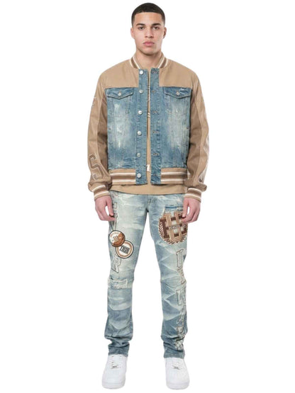 Smoke Rise Varsity Patch Jeans Mens Style : Jp24545